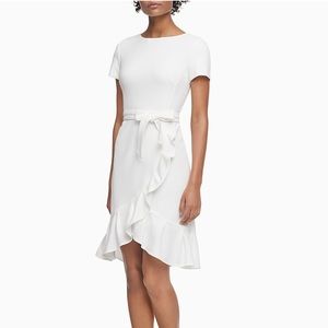 Calvin Klein Belted Ruffle Hem Dress